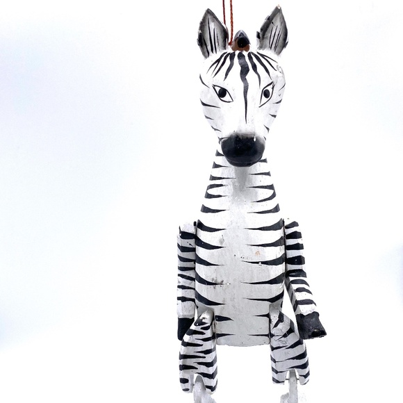 Hand Carved and Hand Painted Zebra Puppet - Picture 1 of 2